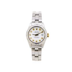 Ladies Stainless Steel Rolex Datejust Watch with Diamond Bezel & Dial
