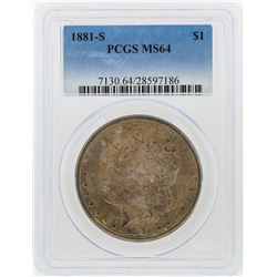 1881-S $1 Morgan Silver Dollar PCGS Graded MS64