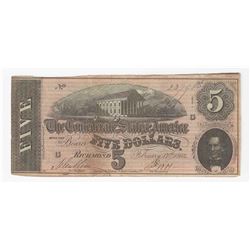 1861 $5 The Confederate States of America Note