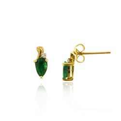 10KT Yellow Gold 0.3ct Emerald and Diamond Earrings