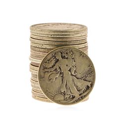 (20) Assorted 1916-1946 Circulated Silver Walking Liberty Half Dollar Coins