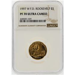 1997-W $5 Franklin D. Roosevelt Commemorative Gold Coin NGC PF70 Ultra Cameo
