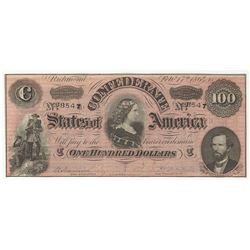1864 $100 The Confederate States of America Note