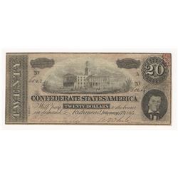 1864 $20 The Confederate States of America Note
