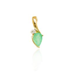 10KT Yellow Gold 0.35ct Emerald and Diamond Pendant