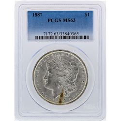 1887 $1 Morgan Silver Dollar PCGS Graded MS63