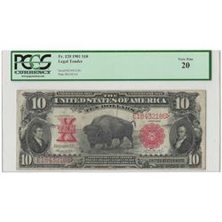 1901 $10 Bison Legal Tender U.S. Currency Note PCGS VF20