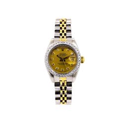 Ladies Two-Tone Rolex Datejust Watch with Diamond Bezel & Dial