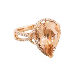 14KT Rose Gold 7.21ct Morganite and Diamond Ring