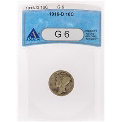 1916-D Mercury Dime ANACS Graded G6