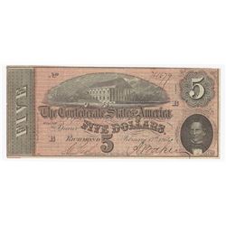 1864 $5 The Confederate States of America Note Reverse Poem