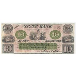 1800s $10 The State Bank at New Brunswick Obsolete Note