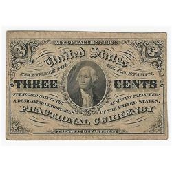 March 3, 1863 Three Cent Third Issue Fractional Note