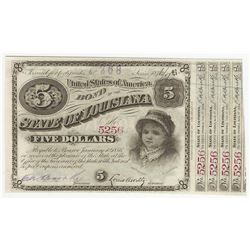 1876/7 $5 State of Louisiana Baby Bonds