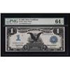Image 1 : 1899 $1 Black Eagle Silver Certificate Note PMG Graded CU64EPQ