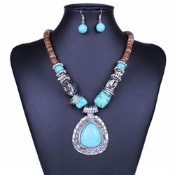 Tibet Silver & Blue Turquoise Necklace Set
