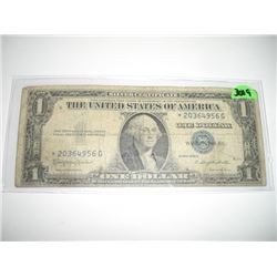 1935 H SERIES RARE *GOOD CONDITION* SILVER CERTIFICATE *STAR NOTE* $1.00 SERIAL # *20364956G. DOLLAR