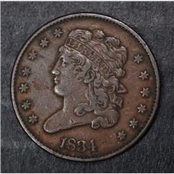 1834 HALF CENT, NICE XF