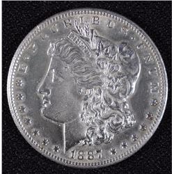 1887-S MORGAN SILVER DOLLAR, CHOICE BU
