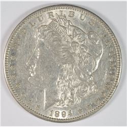 1894-S MORGAN SILVER DOLLAR, CHOICE AU+  100% ORIGINAL, KEY COIN!