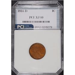 1914-D LINCOLN CENT, PCI XF    KEY!