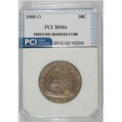1860-O SEATED HALF DOLLAR, PCI GEM BU  NICE COLOR