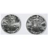 Image 1 : ( 2 ) GEM BU 1989 AMERICAN SILVER EAGLE ONE OUNCE .999 SILVER COINS