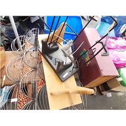 METAL SHELF AND 2 WOOD SHELVES