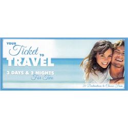 VACATION PACKAGE OF YOUR CHOICE OF 20 DESTINATIONS - Ticket to travel Package - INCLUDES COMPANION A