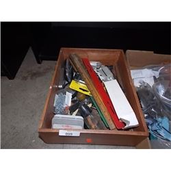 WOOD BOX WITH ASSORTED RETRO HARDWARE