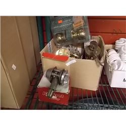 BOX OF DOOR KNOBS AND LOCKS