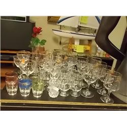 LOT OF ASSORTED BAILEY'S SHOT GLASSES AND OTHER - SOME CRYSTAL