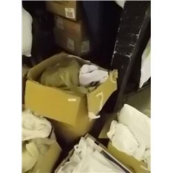 BOX ASSORTED CURTAINS AND BED SKIRTS FROM HOTEL