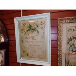 VINTAGE CERTIFICATE OF MARRIAGE