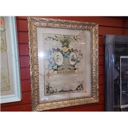 VINTAGE CERTIFICATE OF MARRIAGE