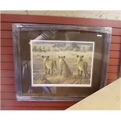 FRAMED LIMITED EDITION - PASSING FANCY - LION CUBS & RINO - ROBERT BATEMAN - GALLERY ESTIMATE $1425