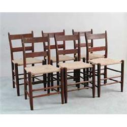 SIX SHAKER STYLE SIDE CHAIRS IN RED PAINT