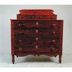 EARLY 19TH CENTURY RED AND BLACK GRAIN DECORATED CHEST OF DRAWERS