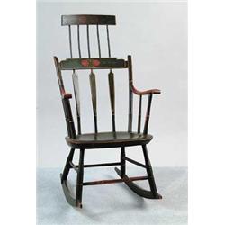 OUTSTANDING PAINT DECORATED COMB BACK WINDSOR ROCKER