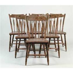 FINE SET OF SIX PENNSYLVANIA PAINTED ARROW BACK SIDE CHAIRS