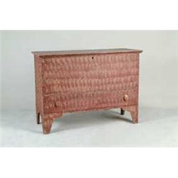 OUTSTANDING SPONGE DECORATED ONE DRAWER MAINE BLANKET CHEST