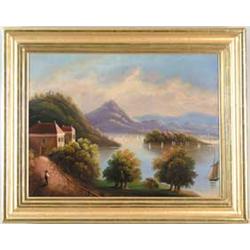 HUDSON RIVER SCHOOL (American, 19th Century) HUDSON RIVER LANDSCAPE
