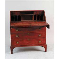 STATE OF MAINE COUNTRY BIRCH DESK SIGNED WILLIAM COLE, WARREN 1812