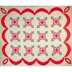 ANTIQUE HAND STITCHED APPLICADE QUILT