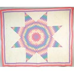 LARGE HAND STITCHED ANTIQUE TEXAS STARBURST QUILT
