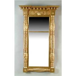 GOOD FEDERAL GESSO DECORATED TWO PART MIRROR
