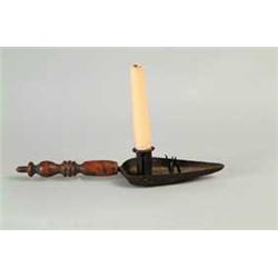 TWO WROUGHT IRON LIGHTING DEVICES