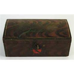 OUTSTANDING PAINT DECORATED SMALL DOME TOP BOX ATTRIBUTED TO THE MERRILL’S OF SOUTH PARIS, MAINE