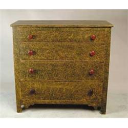 FABULOUS GRAIN PAINTED FOUR DRAWER STATE OF MAINE CHEST