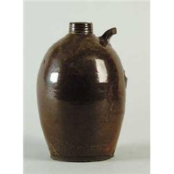 MAINE GLAZED REDWARE JUG SIGNED JOHN M. SAFFORD